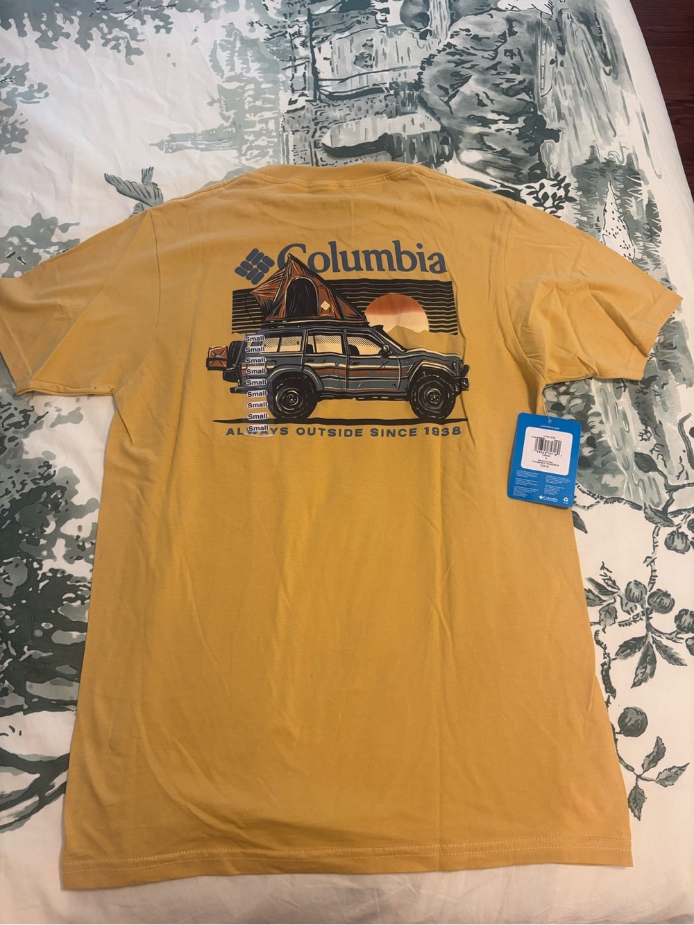 Columbia Mustard Graphic Short Sleeve Tee with Outdoor Van Print